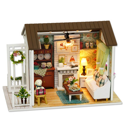 TuKIIE DIY Miniature Dollhouse Kit, 1:24 Scale Wooden Mini Doll House Accessories with Furniture for Kids Teens Adults(Holiday Times)