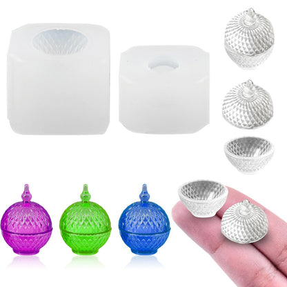4Pcs Mini Plate and Mini Jar Resin Silicone Molds Set 3D Tiny Cute Plate Jar Epoxy Casting Molds DIY Micro Resin Dollhouse Kitchen Miniatures Landscape Decor