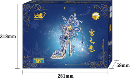 MU Metal Puzzles for Adults Wedding Ice Blue Shoe Cinderella Shoes Puzzle 3D Metal Model Kits Building, DIY Sets Xmas Birthday Wedding Girfriend Gifts Home Desk Decor Craft Projects
