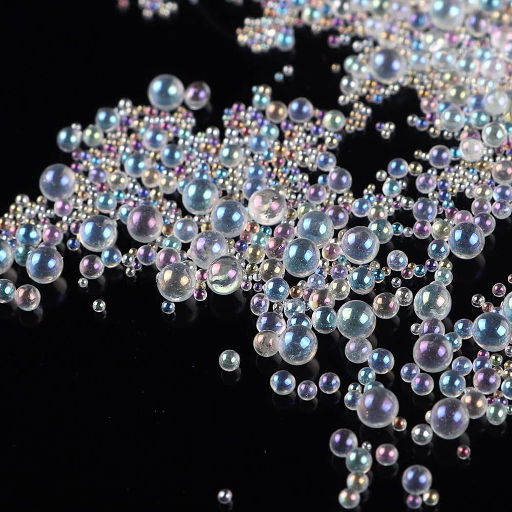 200G UV Resin Water Droplet Beads AB Transparent No Hole Miniature for DIY Jewelry Making Filler Molds Nail Art Crafts Assorted 0.6 to 3MM