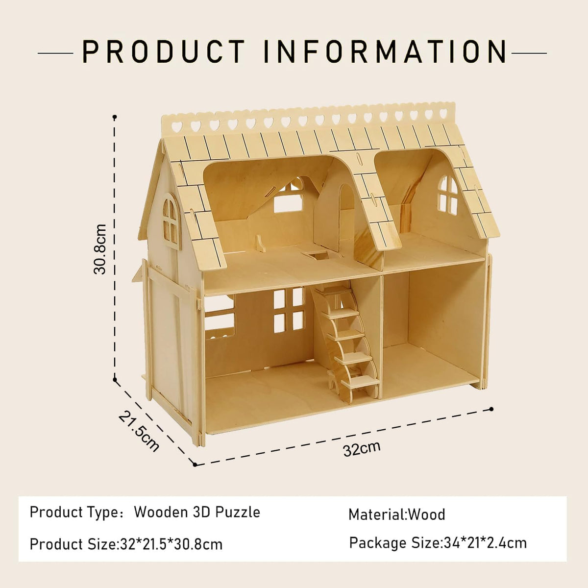 CUTEROOM 3D Puzzle House,Fantasy Villa Model Kit DIY Miniature Dollshouse