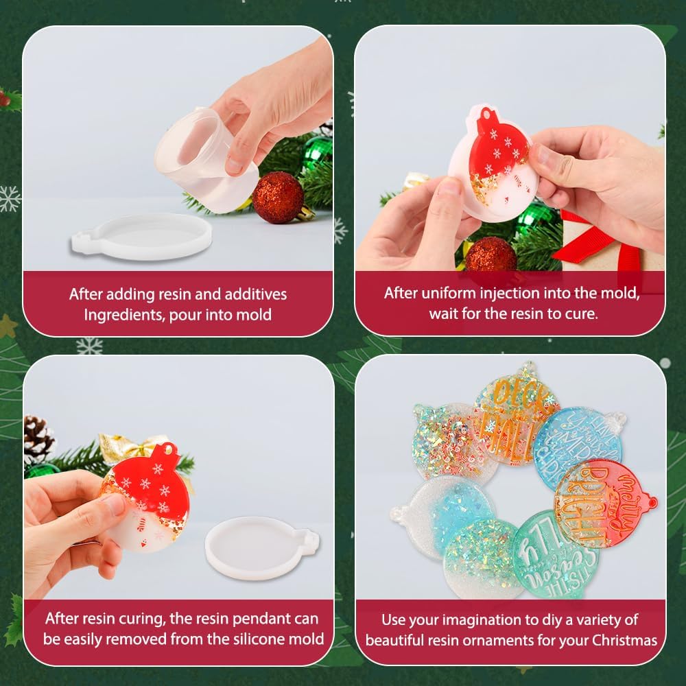 12pcs Christmas Resin Molds Silicone for Tree Decoration DIY Craft