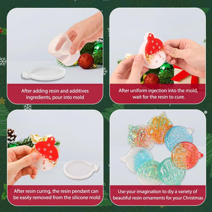 12pcs Christmas Resin Molds Silicone for Tree Decoration DIY Craft