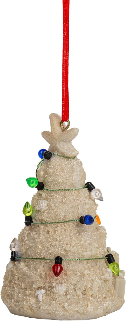 White Sand Beach Christmas Tree with Lights Tropical Nautical Ornmanets