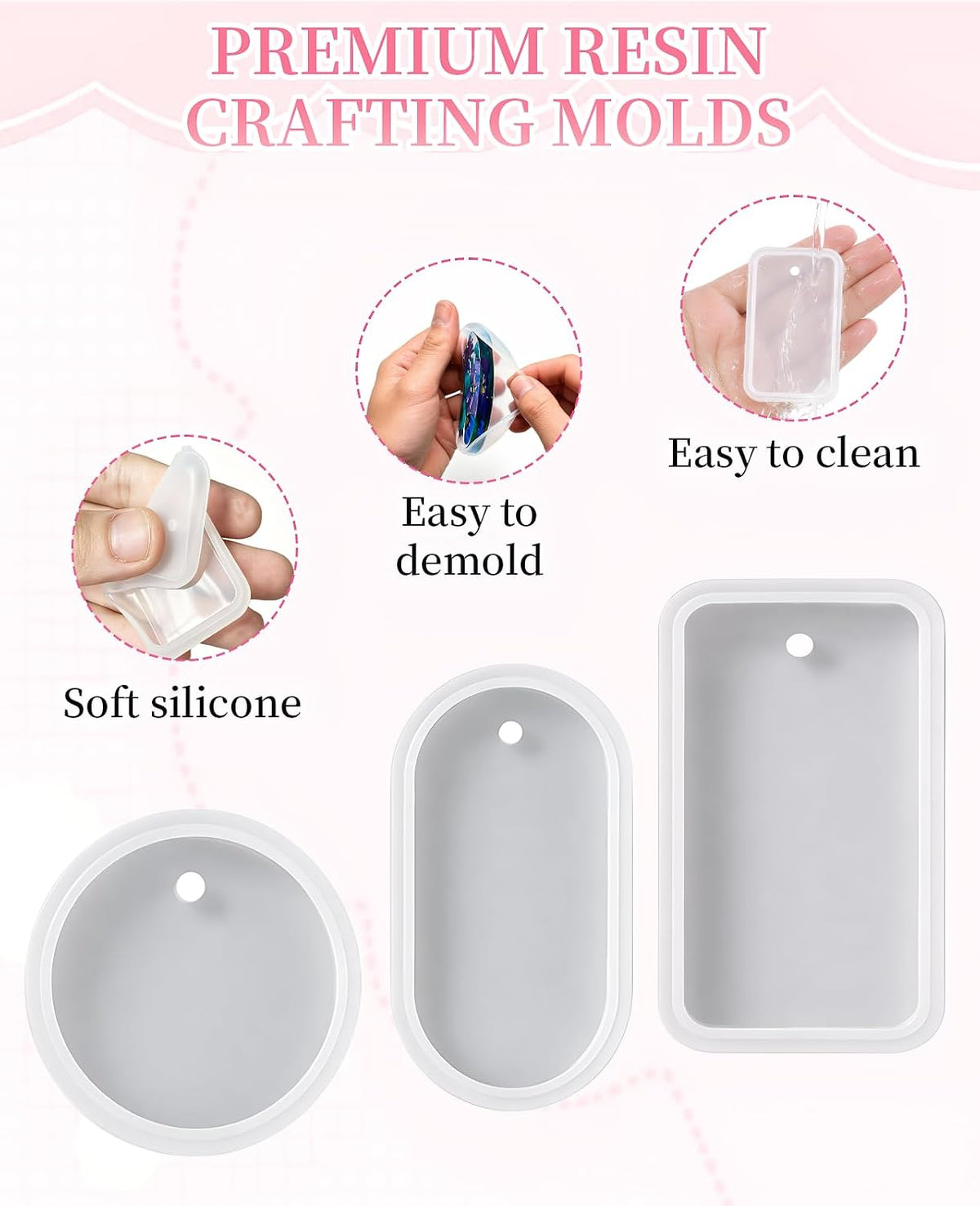 30 Pcs Resin Keychain Molds, Epoxy Silicone Casting Molds