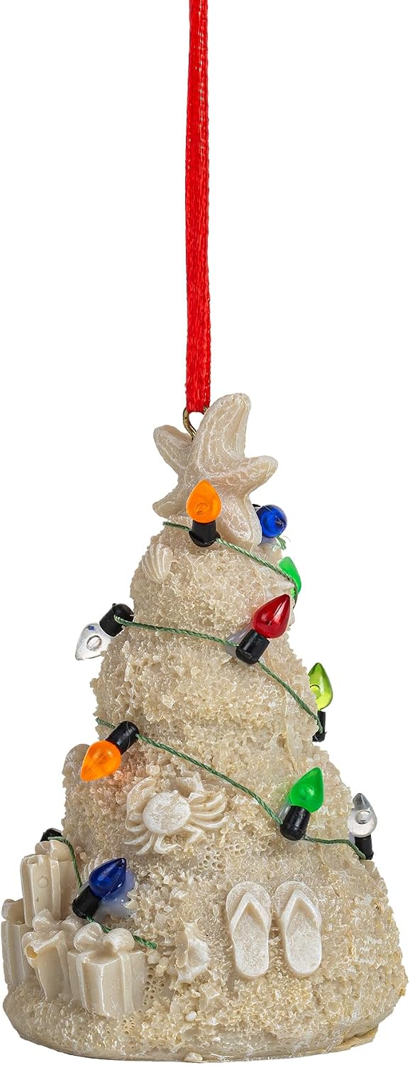 White Sand Beach Christmas Tree with Lights Tropical Nautical Ornmanets