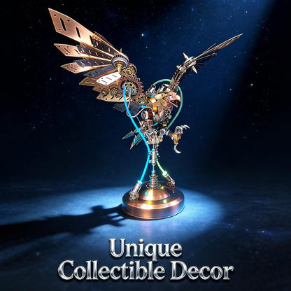 3D Metal Puzzle Model for Adults, Steampunk Mechanical Eagle Model Kit with LED Lights, Metal Animal Models, 3D Jigsaw Assembly Kit, Mechanical Engineering Crafts for Home Office Decor & Gift, 650PCS