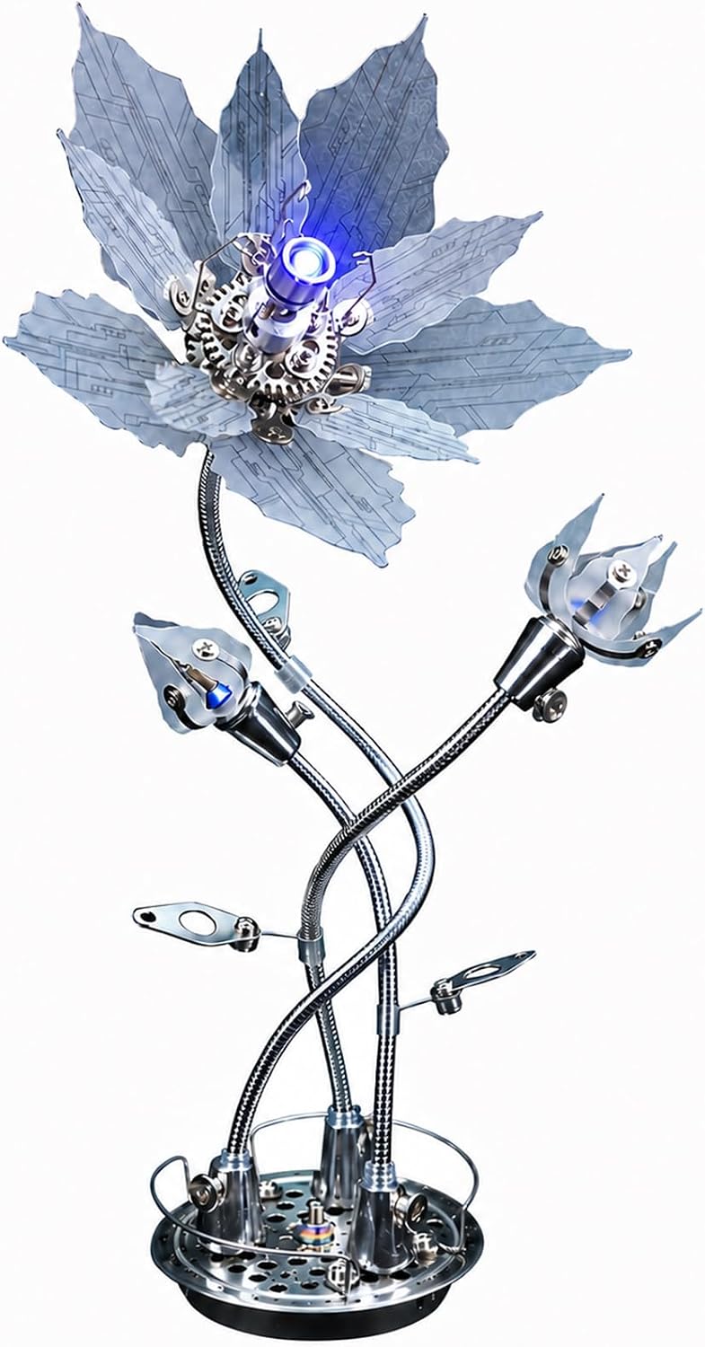 3D Flower Puzzle Metal Model Kit, 3D Metal Puzzle Adult, 3D Mechanical Model，Brain Teaser Puzzles DIY Assembling Flower for Stress Relief for Teenagers and Adults