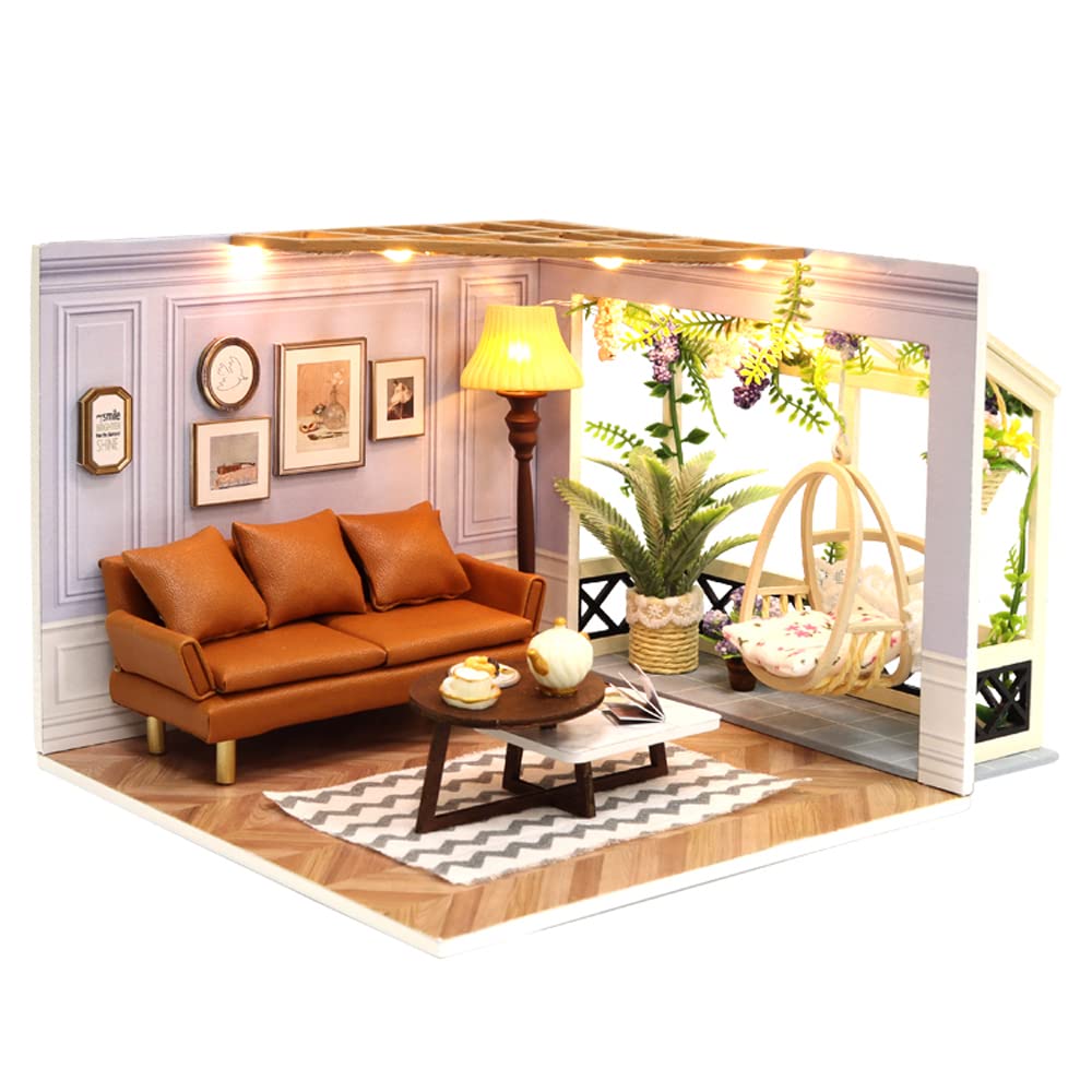 DIY Miniature House Kit with Furniture, Opened & Closed Mini Dollhouse