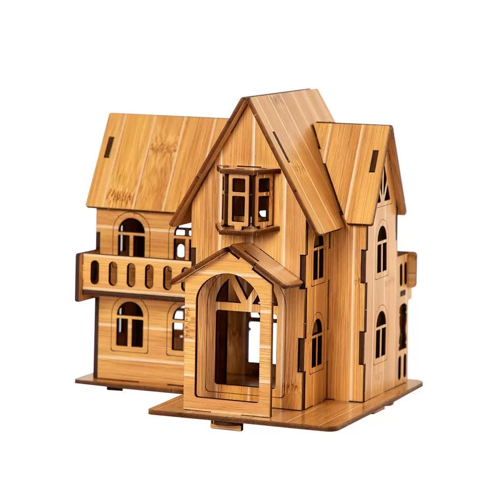 Log Cabin 3D Wooden House Puzzle,DIY Mini Building Model Kit，001