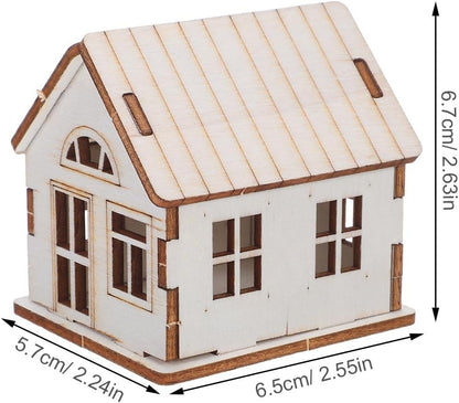 Unfinished Kit Model House Wood Assembly DIY for Adults