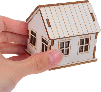 Unfinished Kit Model House Wood Assembly DIY for Adults
