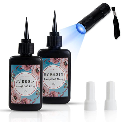 UV Resin Kit with Light-100g UV Resin for Beginner DIY Jewelry Craft Making