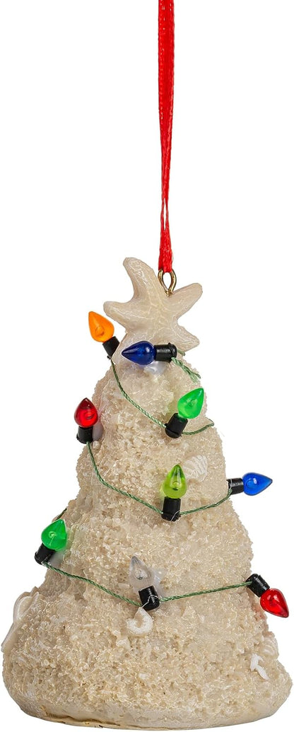 White Sand Beach Christmas Tree with Lights Tropical Nautical Ornmanets