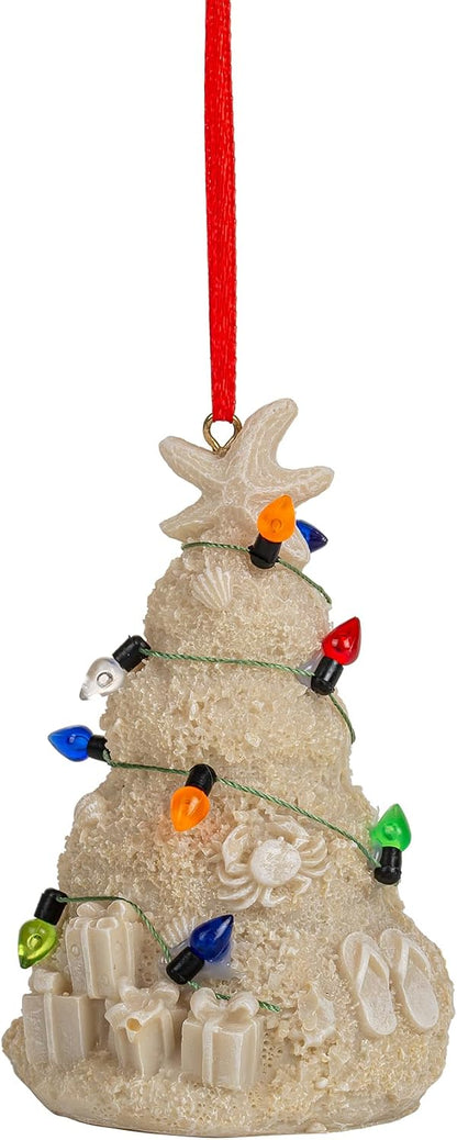 White Sand Beach Christmas Tree with Lights Tropical Nautical Ornmanets