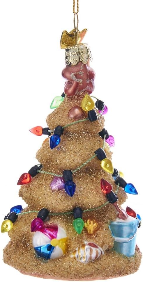 Kurt Adler Noble Gems Sand Christmas Tree Glass Ornament