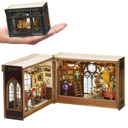 Mini 3D Wooden Doll House Craft Model with LED,DIY Miniature and Furniture Dollhouse Kit,Creative Room Idea for Valentine's Day Birthday Gift (Forest Wonderland)