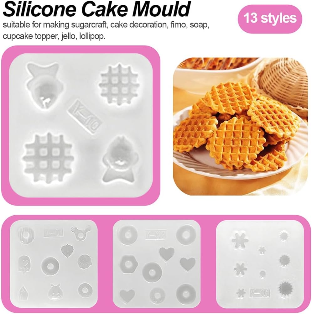 iSuperb 13 pcs Resin Mold Mini Cute Silicone Molds Epoxy Resin Casting DIY Chocolate, Sugar, Dessert (13 pcs)