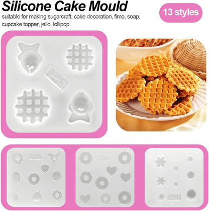 iSuperb 13 pcs Resin Mold Mini Cute Silicone Molds Epoxy Resin Casting DIY Chocolate, Sugar, Dessert (13 pcs)