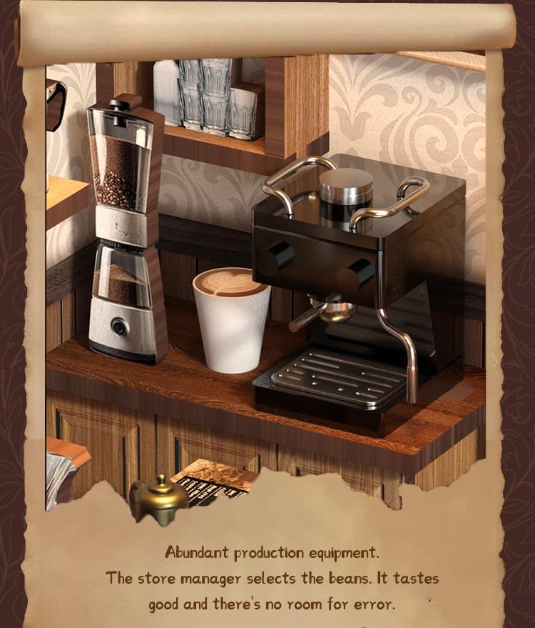 DIY Miniature Dollhouse Kit, 3D Wooden Puzzle Coffee Shop Model, Creative Mini Cafe Building Set with Furniture, Arts and Crafts Gift for Adults & Teens (Country Cafe)