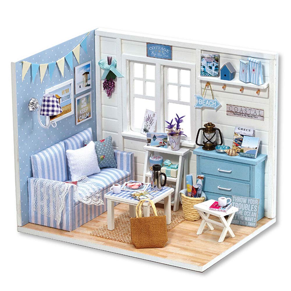 DIY Miniature House Kit with Furniture, Opened & Closed Mini Dollhouse