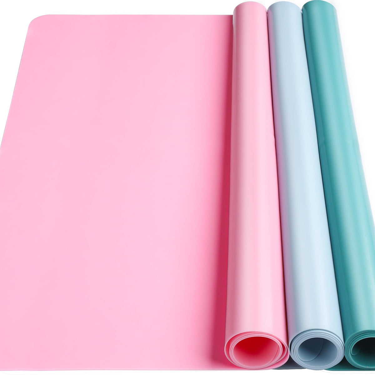 LEOBRO Silicone Mat for Resin Molds, 3 PCS Silicone Mats for Epoxy Resin, UV Resin, Play Dough Mat, Clay Mat, Nonstick Silicone Sheets Pads for DIY Arts and Crafts, Pink & Purple & Blue, 15.7”x 11.7”