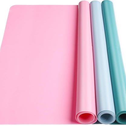 LEOBRO Silicone Mat for Resin Molds, 3 PCS Silicone Mats for Epoxy Resin, UV Resin, Play Dough Mat, Clay Mat, Nonstick Silicone Sheets Pads for DIY Arts and Crafts, Pink & Purple & Blue, 15.7”x 11.7”