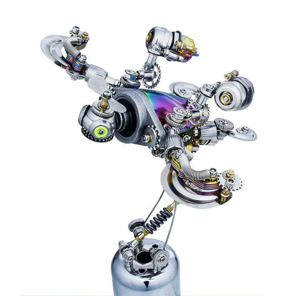 3D Metal Puzzle Piranha Plant Flower Model Kit, 400PCS DIY Assemble Steampunk Mechanical Piranha Plant Flower with LED Light, Creative Handcrafted Art Craft Desktop Display & Decoration for Adults