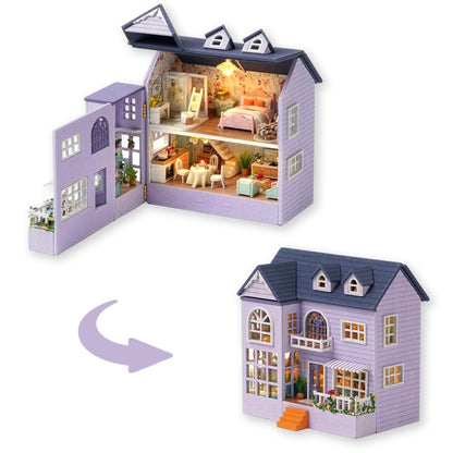 DIY Miniature House Kit with Furniture, Opened & Closed Mini Dollhouse