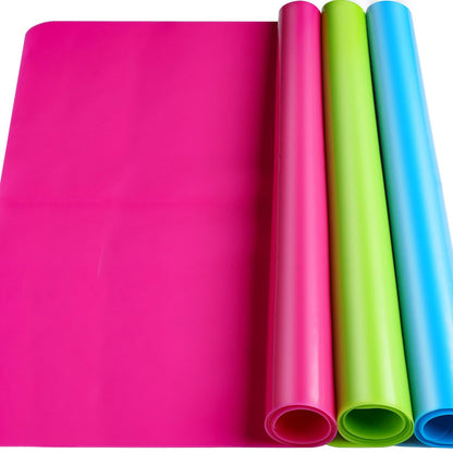 LEOBRO Silicone Mat for Resin Molds, 3 PCS Silicone Mats for Epoxy Resin, UV Resin, Play Dough Mat, Clay Mat, Nonstick Silicone Sheets Pads for DIY Arts and Crafts, Pink & Purple & Blue, 15.7”x 11.7”