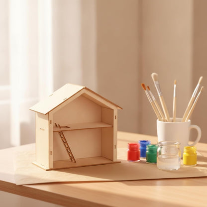 Menolana Children Assembly House DIY Miniature Buildable Wooden Model Paintable Cabin Toy Assembly Dollhouse Project Suitable for Desk Placement Imaginative Role-Play