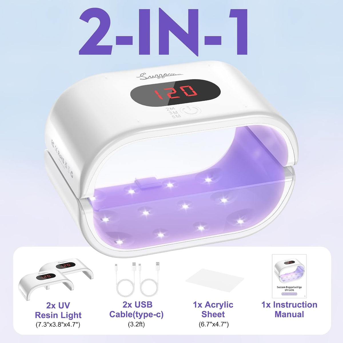 Suzzam 36W Double-Sided UV Light for Resin DIY Crafts