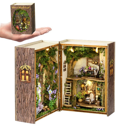 Mini 3D Wooden Doll House Craft Model with LED,DIY Miniature and Furniture Dollhouse Kit,Creative Room Idea for Valentine's Day Birthday Gift (Forest Wonderland)