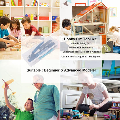 Spilay 16 Pcs Hobby Building Model DIY Tool Kit for Dollhouse Miniature