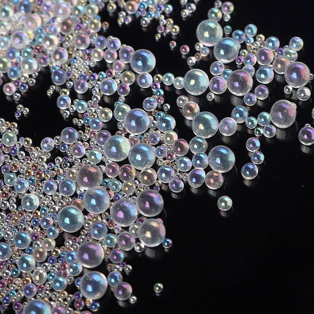 200G UV Resin Water Droplet Beads AB Transparent No Hole Miniature for DIY Jewelry Making Filler Molds Nail Art Crafts Assorted 0.6 to 3MM