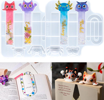 LET'S RESIN Bookmark Resin Molds, Cute UV Resin Bookmark Molds with Paperclip Pattern 3mm Thin,Bookmarks Silicone Molds for Epoxy Resin Crafts,Gifts for Book Lovers