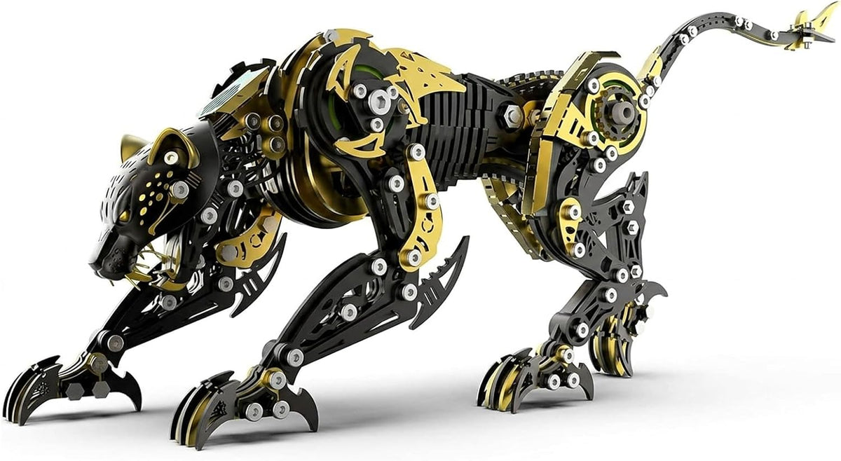 3D Metal Puzzle for Adults, 506Pcs Mechanical Leopard Model Kit (BlackGold)