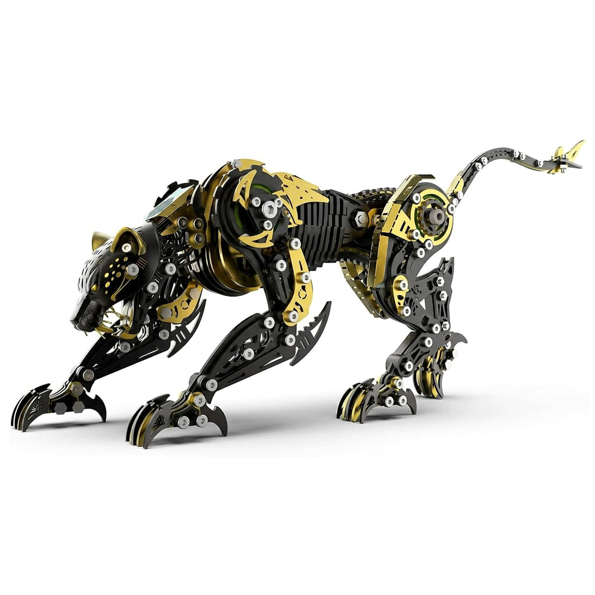 3D Metal Puzzle for Adults, 506Pcs Mechanical Leopard Model Kit (BlackGold)
