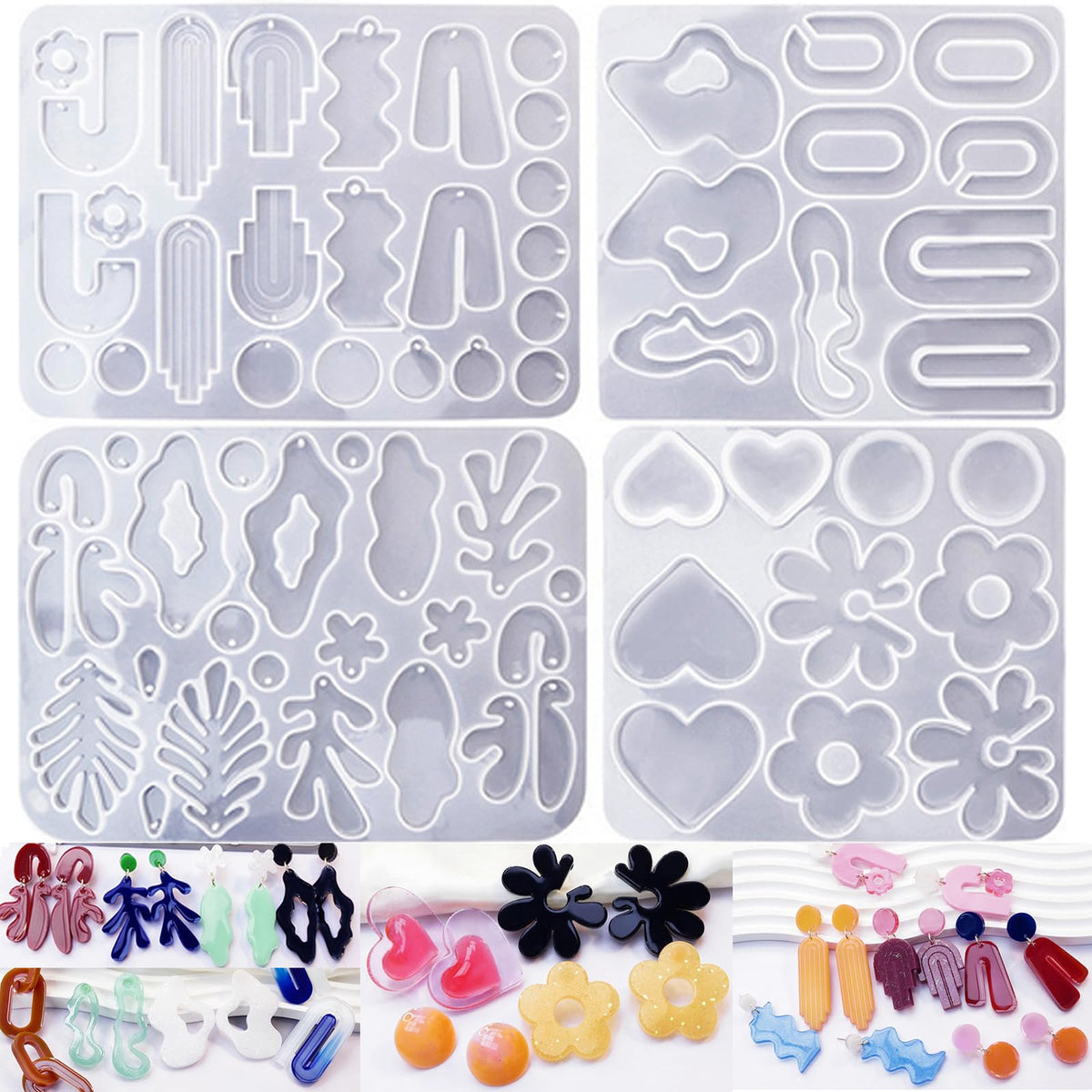 Resin Earring Molds, Set of 4 Style Silicone Earring Molds