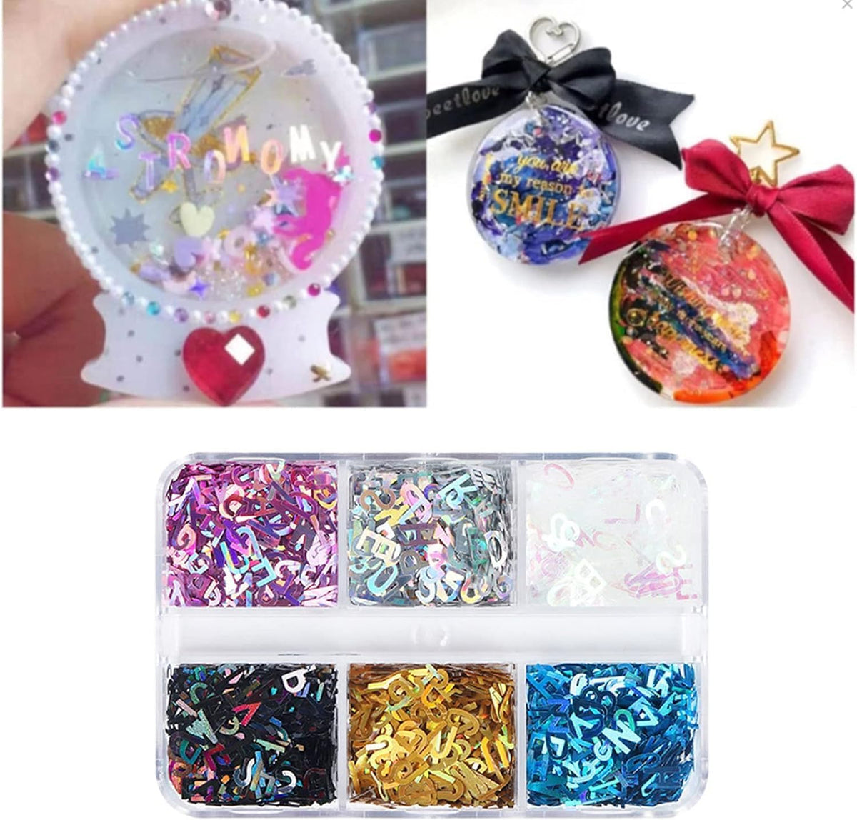 1Box Colorful English Letters Glitter Sequins Flakes,Resin UV Epoxy Mold Fillings,for Nail Art Crafts Jewelry Making,Craft Supplies,Craft Glitter,Arts, Crafts and Sewing