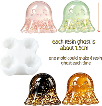4‑Cavity Mini Ghost Epoxy Casting Mold for DIY Earrings Z0259