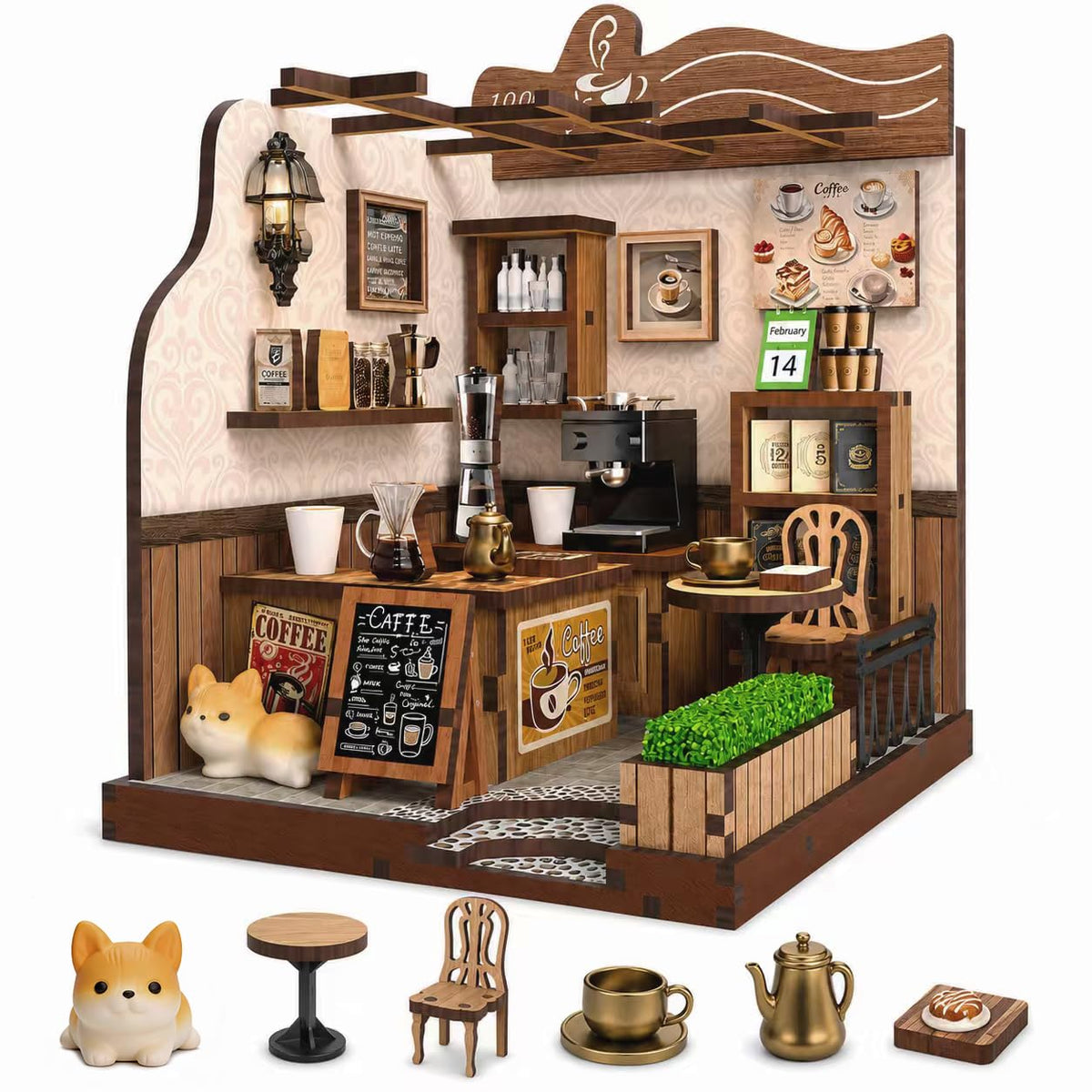 Bacchus Book Loft, DIY Book Nook Kit with LED Light Miniature House Insert