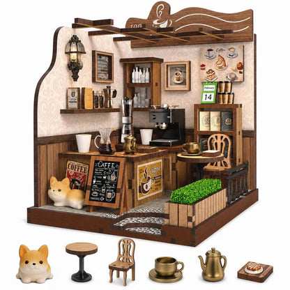 Bacchus Book Loft, DIY Book Nook Kit with LED Light Miniature House Insert