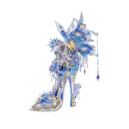 MU Metal Puzzles for Adults Wedding Ice Blue Shoe Cinderella Shoes Puzzle 3D Metal Model Kits Building, DIY Sets Xmas Birthday Wedding Girfriend Gifts Home Desk Decor Craft Projects