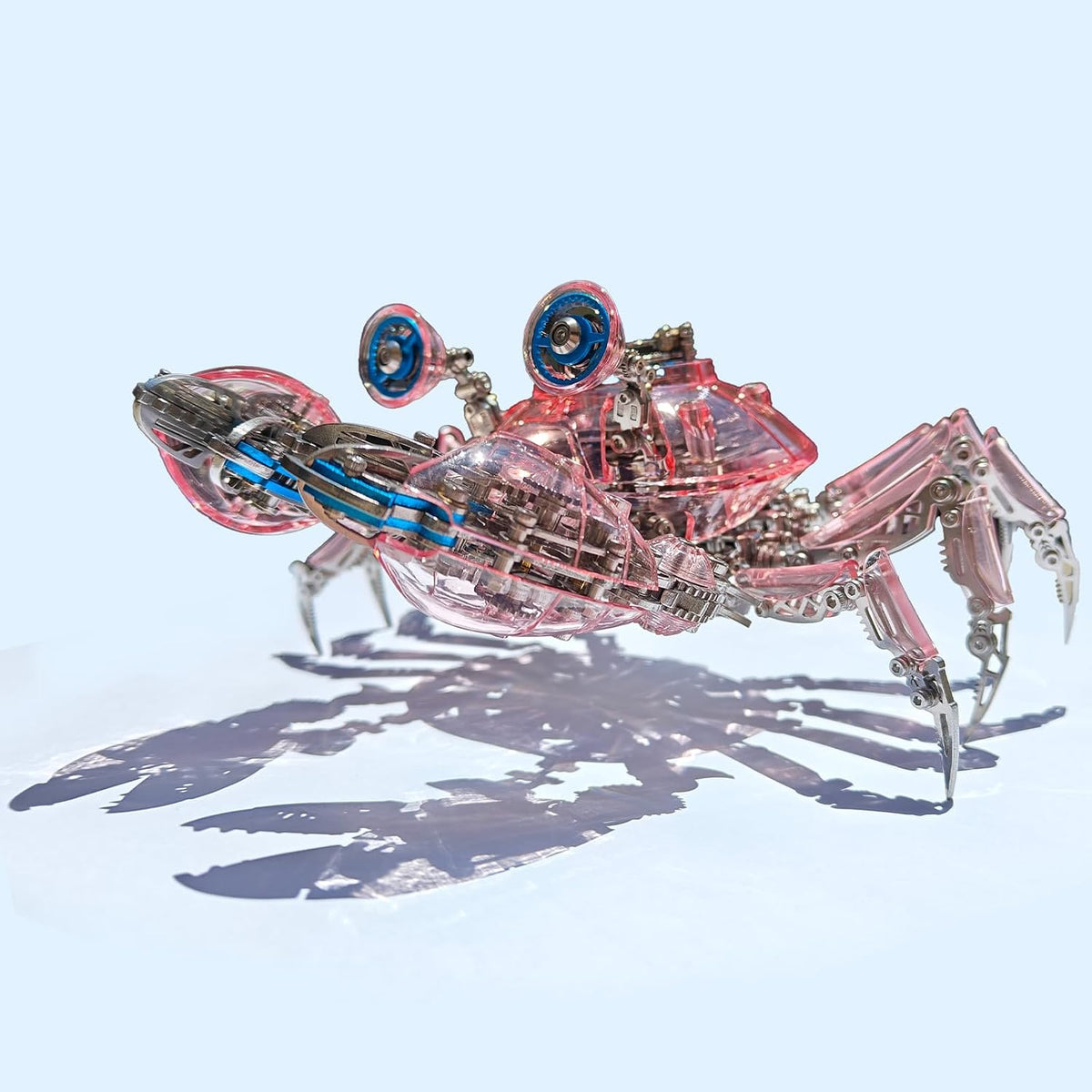 Mechanical Crab Model Kit | 3D Metal Puzzle for Adults | Articulated Alloy and Steel Construction | Movable Legs and Claws | DIY Assembly Model | LED Light Feature | Display Ornament and Gift (Pink)