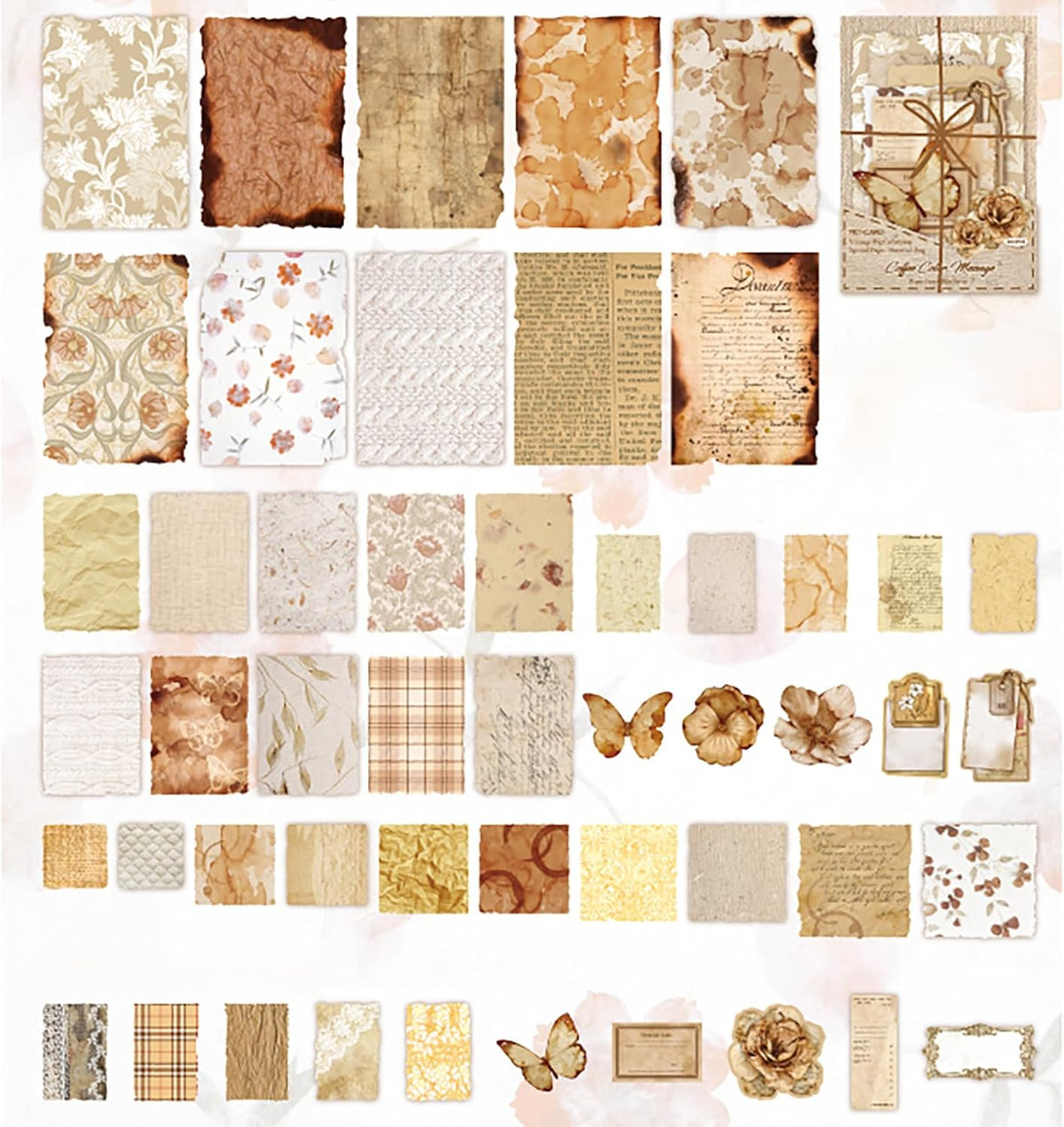 100 Sheets Vintage Scrapbook Papers Journaling Scrapbooking Supplies Kit