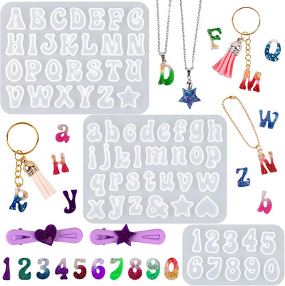 Actvty Mini Alphabet Resin Molds - 3Pcs Letter Molds for Epoxy Casting Small Number Alphabet Silicone Mold for DIY Earring Necklace Pendant Jewelry Resin Crafts Decor