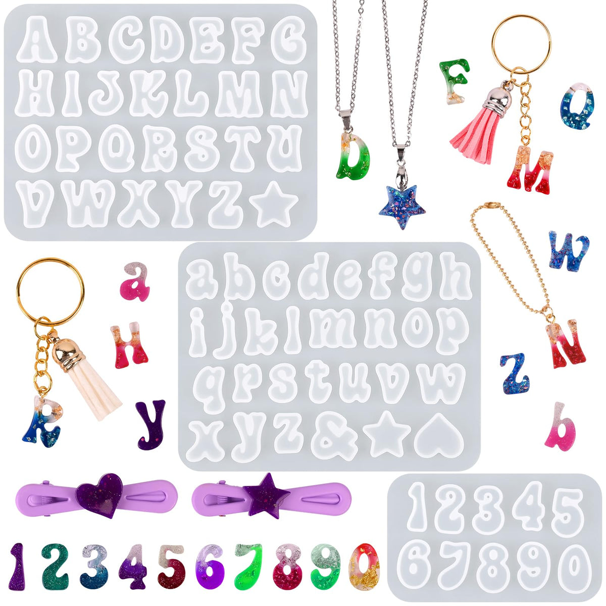 Actvty Mini Alphabet Resin Molds - 3Pcs Letter Molds for Epoxy Casting Small Number Alphabet Silicone Mold for DIY Earring Necklace Pendant Jewelry Resin Crafts Decor