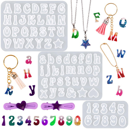 Actvty Mini Alphabet Resin Molds - 3Pcs Letter Molds for Epoxy Casting Small Number Alphabet Silicone Mold for DIY Earring Necklace Pendant Jewelry Resin Crafts Decor