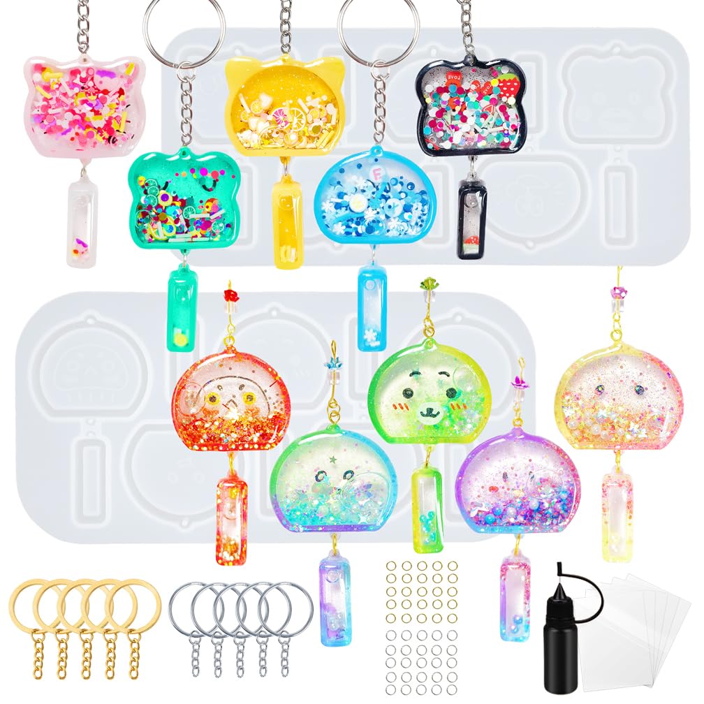 Alphabet Resin Shaker Molds Kawaii Keychain Charm Large and Small Set Pack of 107 Silicone Trays Seal Films Precision Tip Applicator Bottle Kit Bundle